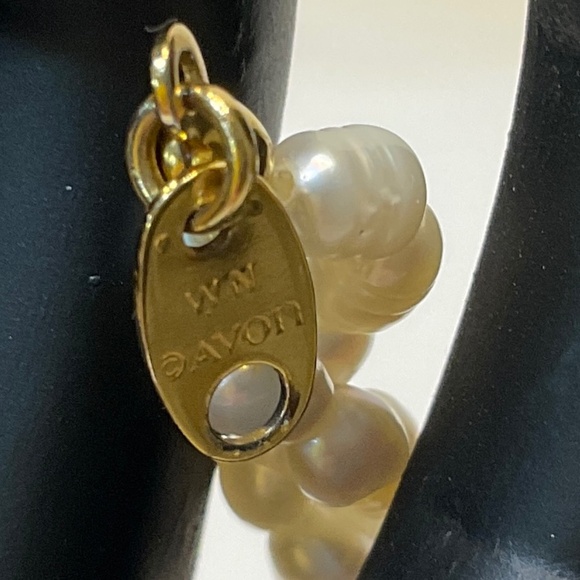 Avon Freshwater Pearl Twisted Bracelet & Ring Set Gold Colored Beads Signed Avon - Picture 7 of 8
